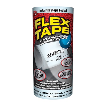 Flex Tape Flex Seal Family of Products Flex Tape 8 in. W X 5 ft. L Clear Waterproof Repair Tape TFSCLRR0805